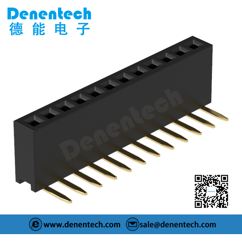 Denentech factory directly supply 1.27MM H4.3MM single row right angle  female header 90°
